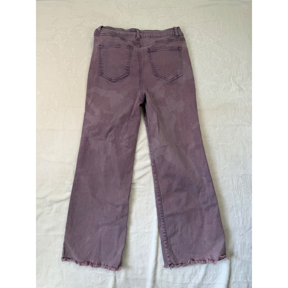 Zenana Wide Leg Jeans M Purple High Rise Frayed Hem DMP-1847A Womens